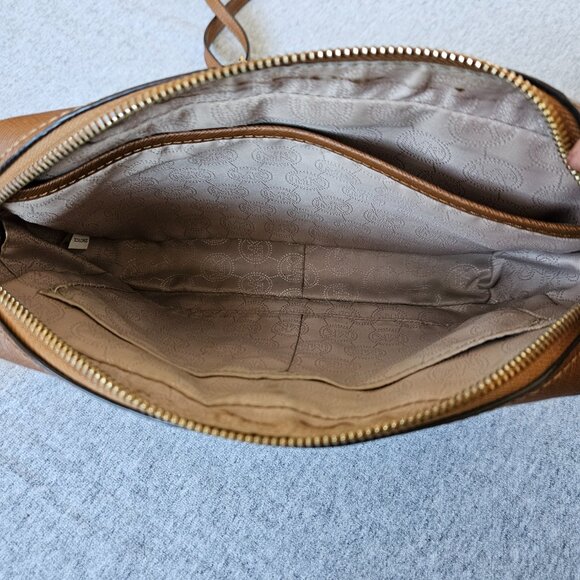 Michael Kors Jet Set Travel Large Crossbody Bag Brown Acorn Saffiano Leather In - Picture 11 of 16